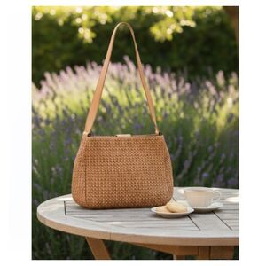 Fossil 1954 Shoulder Bag Vintage Tan Brown Leather Purse Woven